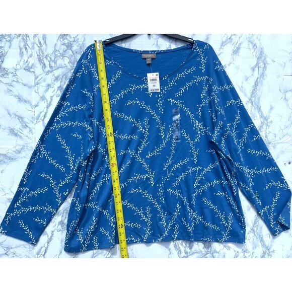 Style & Co Sz 3X Blue Long Sleeve Top 3X Dotted Blue - Picture 3 of 8